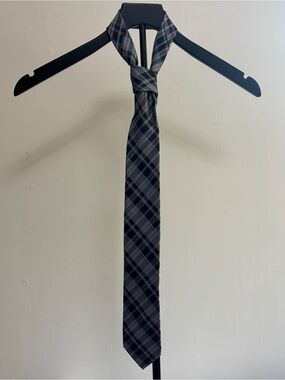 Calvin Klein Gray and Blue Plaid Men's Tie